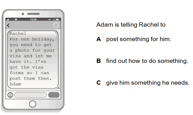 example Real World Texts question from B1 Preliminary Exam